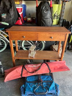 Wood Console Table with 2 Drawers and Shelf
