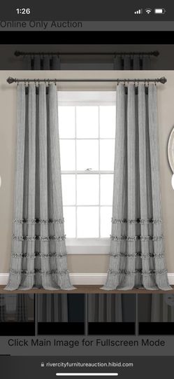 Lush Decor Vintage Stripe Yarn Dyed Cotton Window Curtain Panel Pair, 84" x 40", Denim Blue
