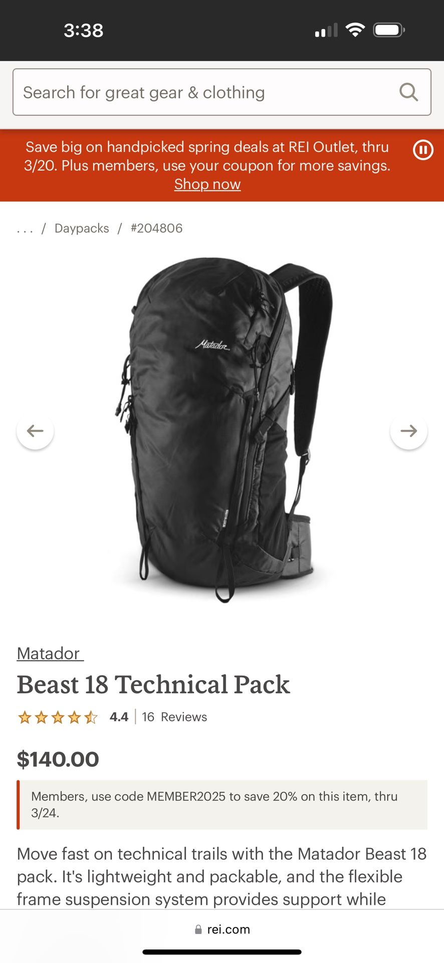 Matador Hiking Backpack