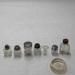Vintage Mini Glass Salt & Pepper Shakers Lot Figural Chef Clear Glass Set