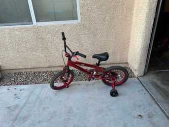 RED 16” KIDS BMX BIKE WITH TRAINING WHEELS – $25