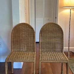 Set Of Four Vintage Rattan Dining Chairs