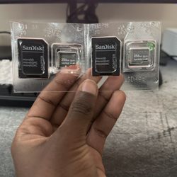 2x SanDisk 256GB microSDXC + SD Adapters (New)