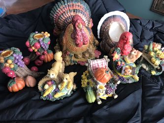 Thanksgiving turkey and candle holders