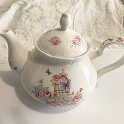 Porcelain Ceramic Butterfly Flower Tea pot