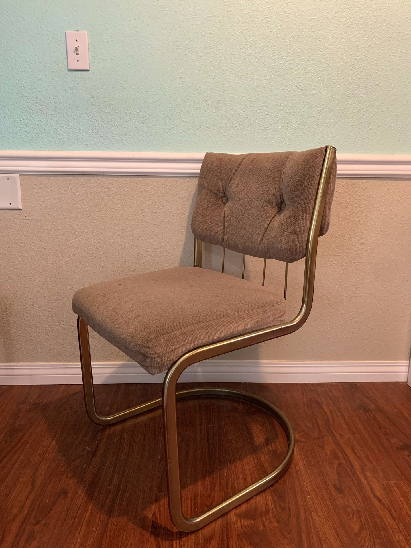 Vintage brass toned cantilever chairs - postmodern mid century