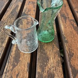 Vintage Mini Crackle Glass Pitchers 