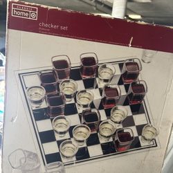 Neil shot glass checker set never used 