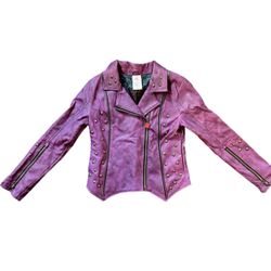 Disney Descendants Mal Purple Studded Moto Jacket Girls 9/10