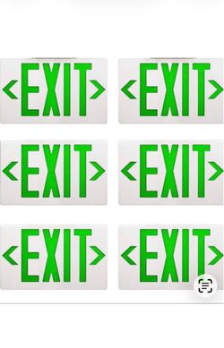Green LED Exit Signs , 6Pk