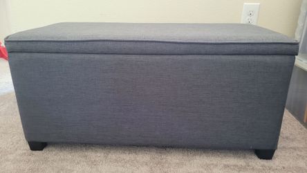 Grey Fabric Storage Ottoman