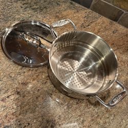 All-Clad Stainless Steel Steamer Insert w/ Lid 8” Fits 2–3 Qt Pot