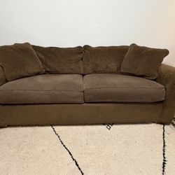 Brown Fabric Sofa Couch – Deep & Comfortable – Moving Sale