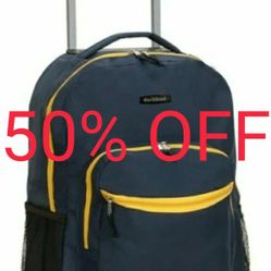 Rockland 17” Rolling Backpack - New/Navy Blue
