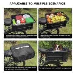 Rear Rack Bike Basket with Cargo Net and Liner Large Bicycle Basket 