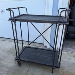 Christopher Knight Home Samara-Outdoor Industrial Bar Cart, Brushed Dark Gray and Pewter