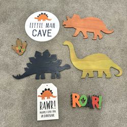 Wooden dinosaur wall decor Set Of 7pcs