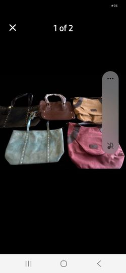 Lot of 5 Stylish Handbags - Various Colors & Styles (Black, Brown, Tan, Teal, Maroon)
