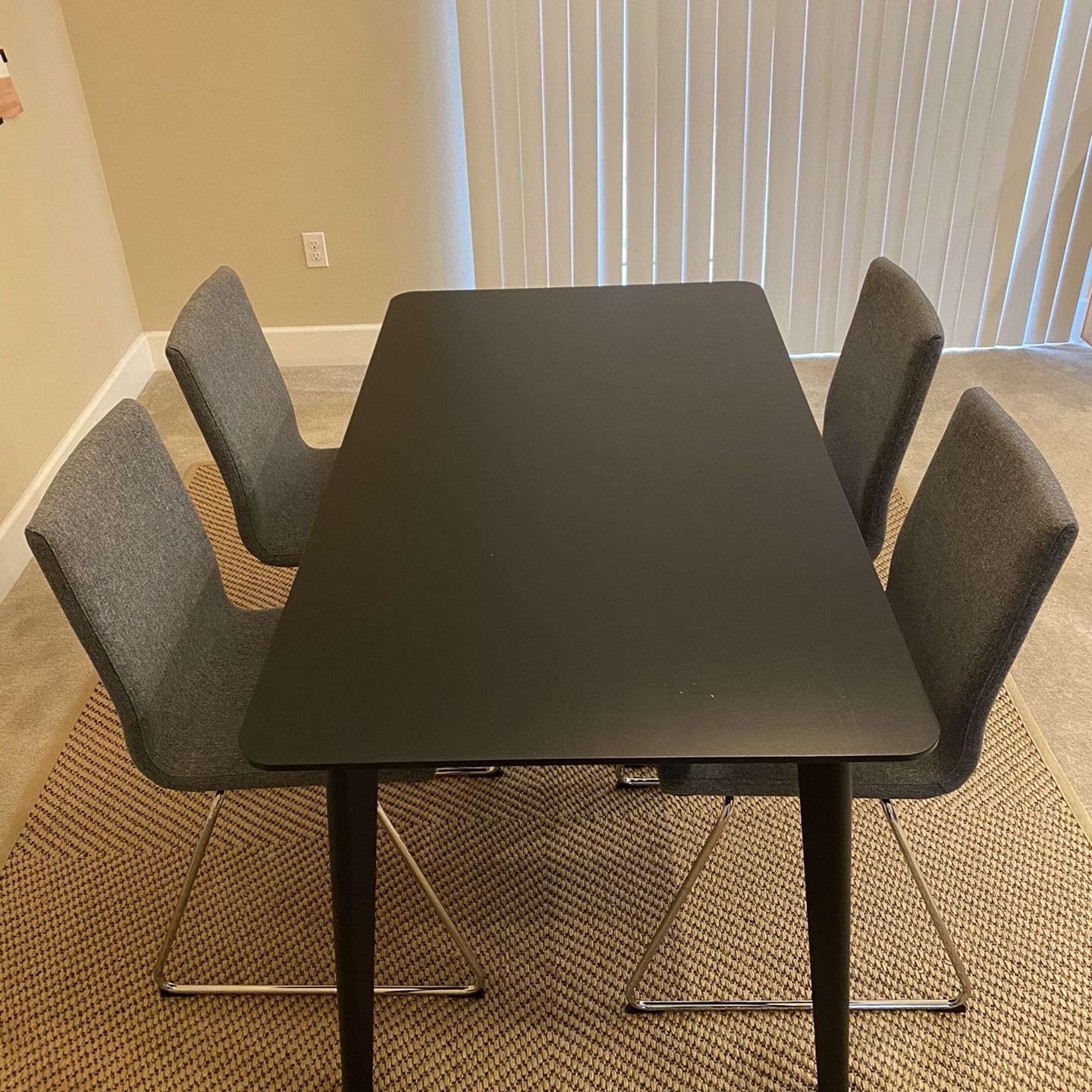 LISABO IKEA black dining table and 4 VOLFGANG IKEA chairs for Sale