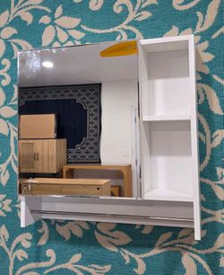 Bathroom Mirror Cabinet Wall Mounted w/ Storage & Towel Rack

Wall mounted space-saving 2-in-1
