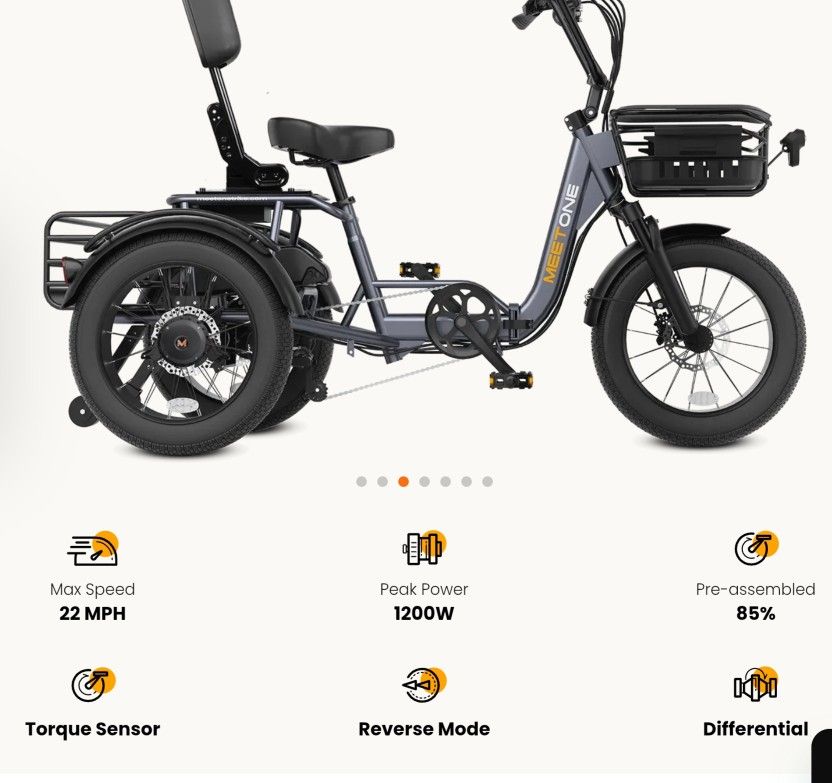 Meet One Breeze Pro Fat Tire Electric Trike 1200 Watts Max