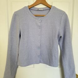 ZARA Soft Lavender Button-Up Knit Cardigan