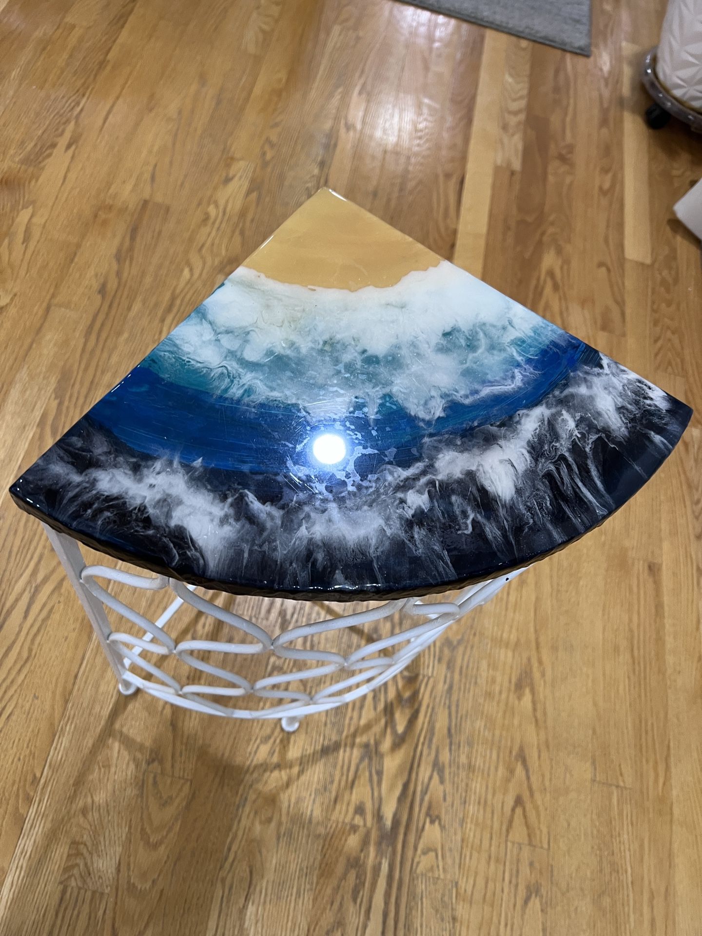 Handmade Resin Ocean Design Corner Table