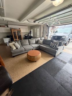 Gray Fabric L-Shaped Sectional Sofa