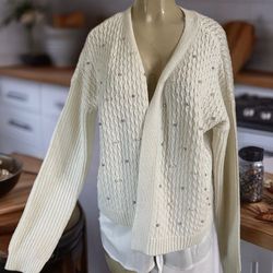 Maurice’s size large new Cream & white pearl cardigan #cardigan #pearl