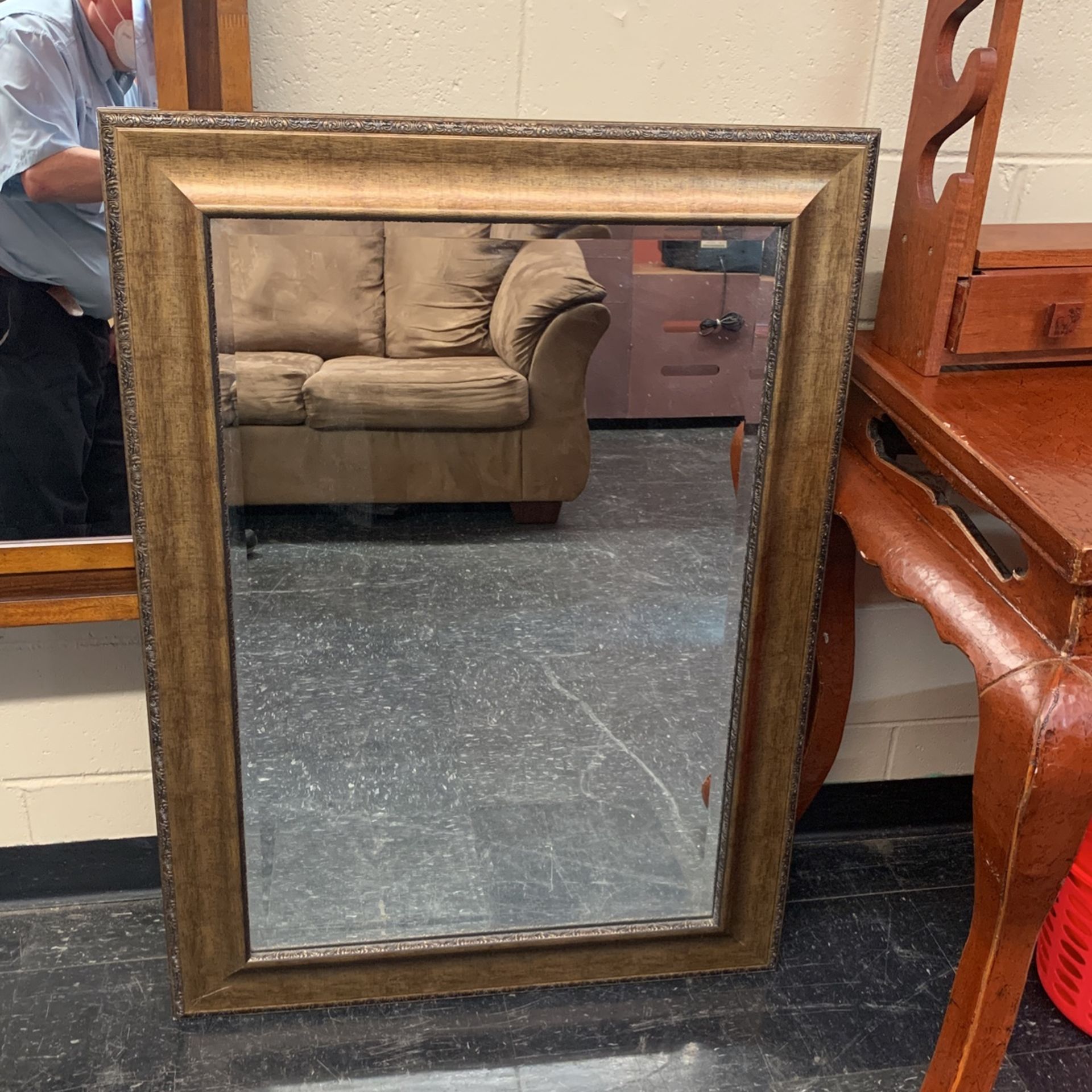 Large Metal & Glass Mirror - L- 42 1/2 Inches W - 31inches