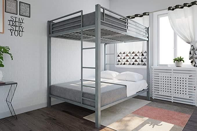 Full over full metal bunk bed (disassembled with all parts). Picture is as advertised online.