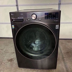 LG - 4.5 CU. FT. HIGH-EFFICIENCY STACKABLE SMART FRONT LOAD WASHER WITH STEAM AND BUILT-IN INTELLIGENCE - BLACK STEEL