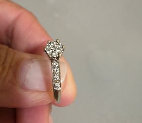 14K White Gold Natural Diamond Ring, Size 6–7