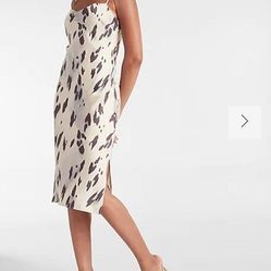 EXPRESS Leopard Print Cowl Neck Slip Dress L Forest Fairy Whimsigoth Coquette