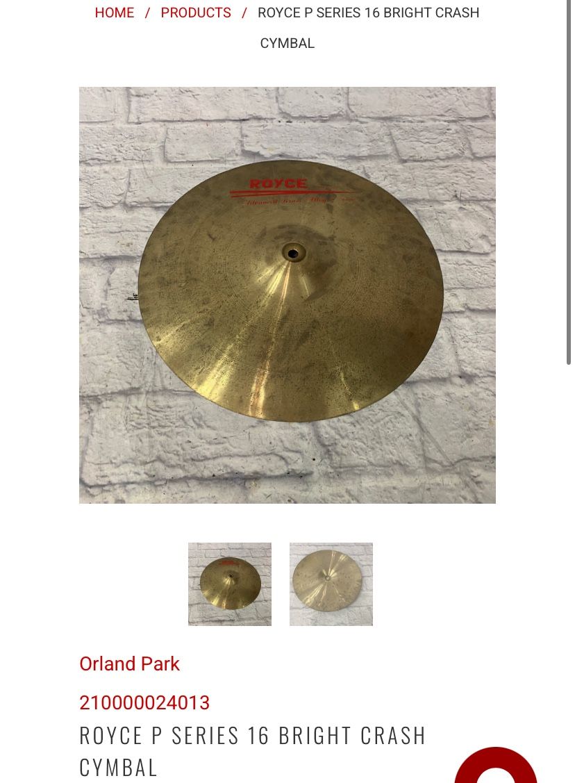 Royce Crash Cymbal $$40