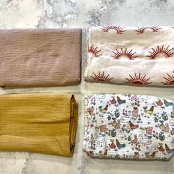 Baby Swaddle Blankets (Organic Cotton, Muslin Receiving Blanket Wrap for Boys & Girls, Large 47 x 47 in) + 1 Copper Pearl Burp Cloth 