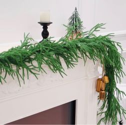 2 PCS 9FT Christmas Garland Norfolk Pine Garland Real Touch Artificial Greenery Garland