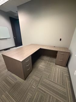 L-Shaped Office Deskwith Storage Drawers and single desks
