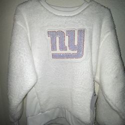 Brand New Women's New York Giants Touch White Milestone Tracker Pullover Sweatshirt. Size: M