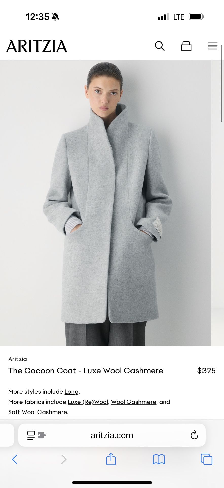 NWOT Aritzia The Cocoon Coat-Small