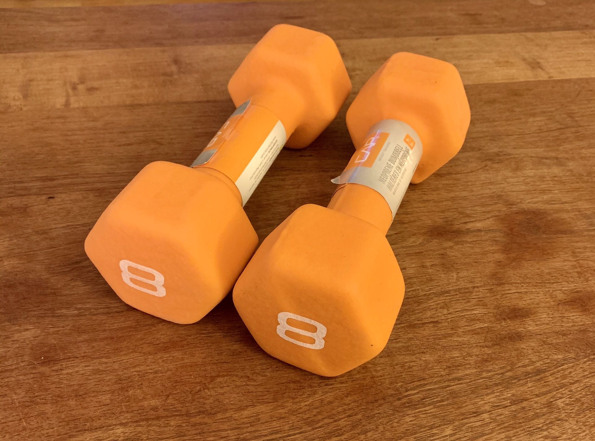 *NEW* x2 CAP Barbell Neoprene Coated Dumbbell Weights 8lb Pound Orange Set