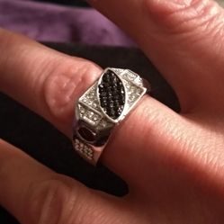 Men's Black/Silver Free-Styling Ring