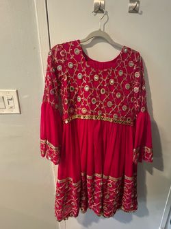 Beautiful Pink & Gold Embroidered Girls’ Traditional Dress