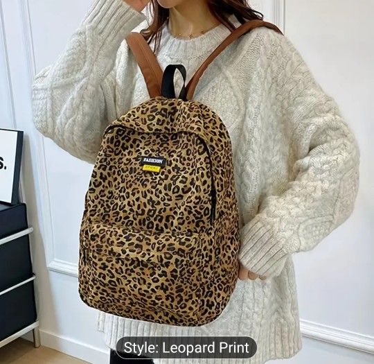 Fashionable Leopard Print Backpack