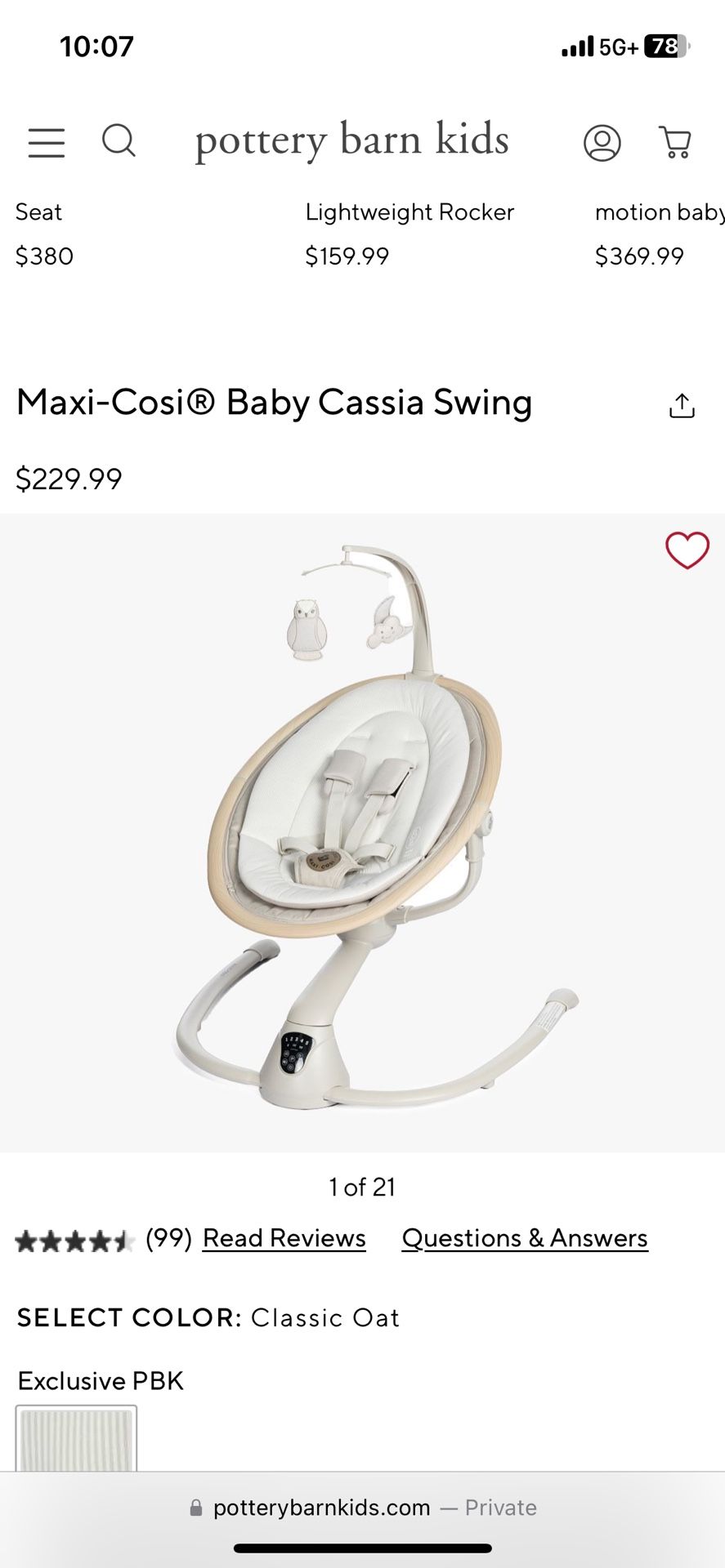 Used Maxi-Cosi  Baby Cassia Swing 