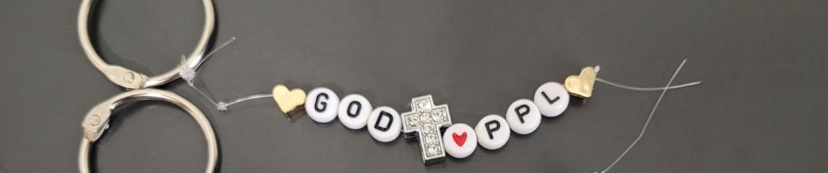 Handmade keychain charm love God love people.
