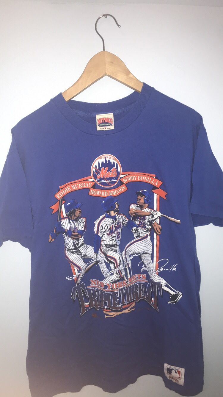 Vintage 1992 New York Mets T-Shirt Shirt Blue MLB baseball nutmeg size XL Extra Large