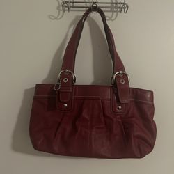 RED COACH SOHO PLEATED HANDBAG LARGE