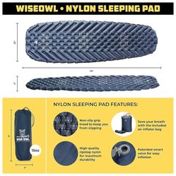 Wise Owl Outfitters Camping Pad – Premium Inflatable Camping Sleeping Mattress for Outdoor and Backpacking – Ultralight Compressible Mat – Bubble and 