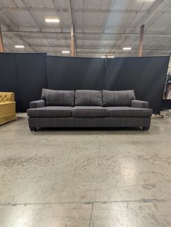 Plum Striped Upholstered Three-Seater Sofa